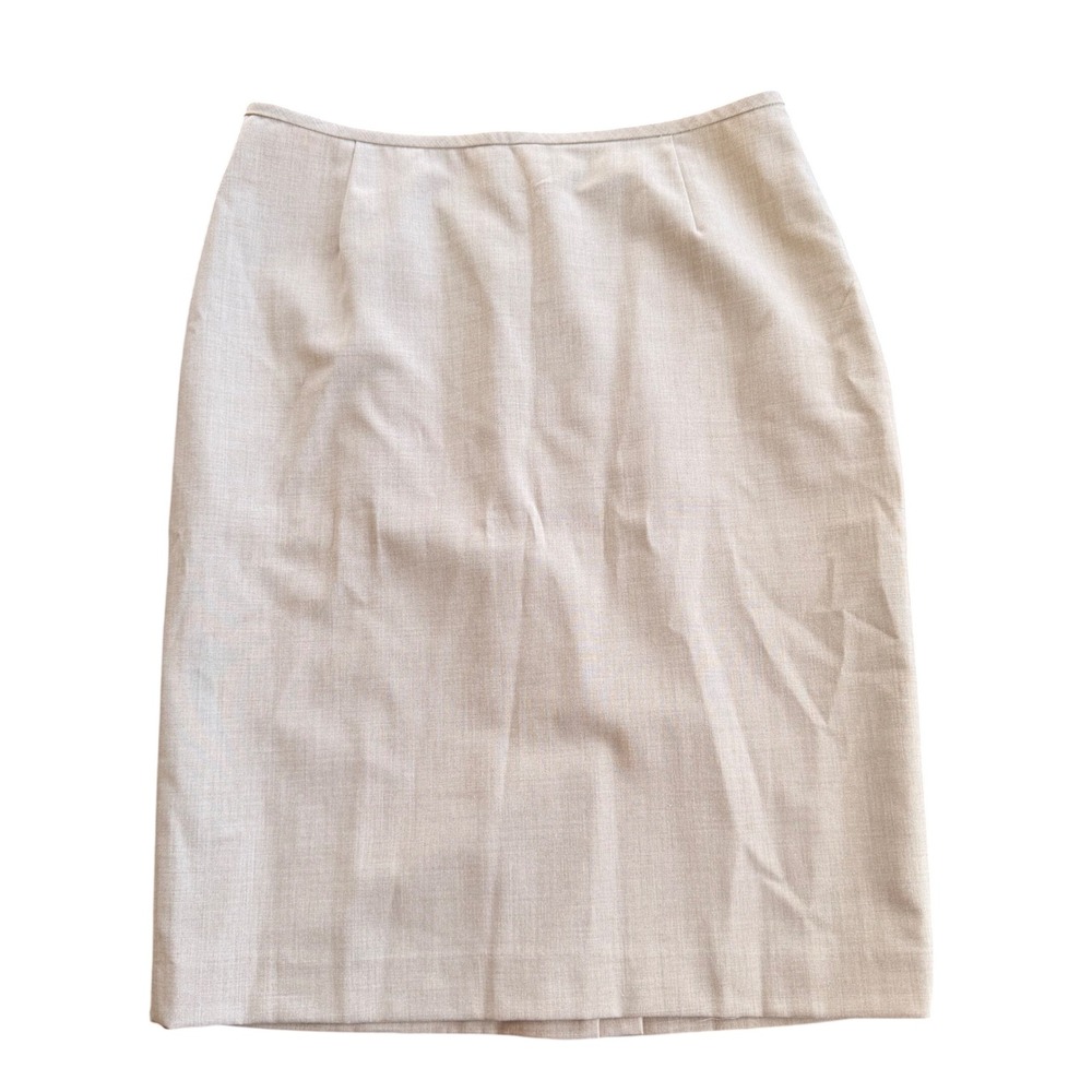 Calvin Klein Beige Stretch 2 Piece Skirt Suit Double Breasted Belted Women's 8 - Picture 7 of 11
